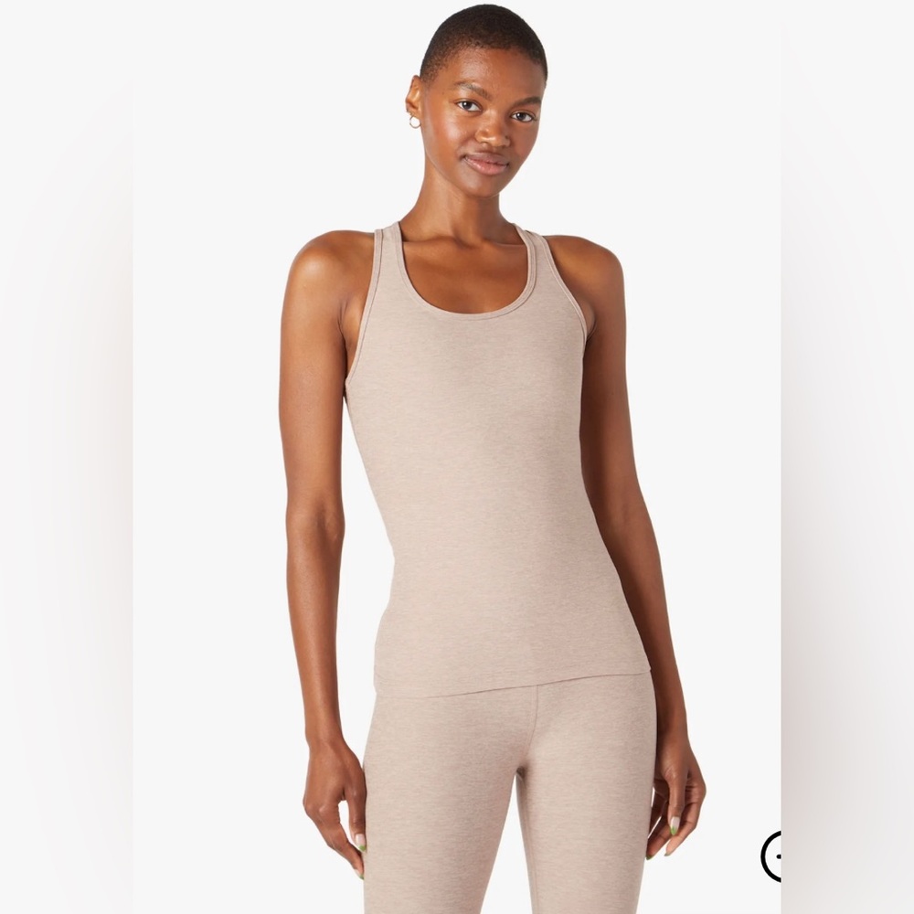 Beyond Yoga Space Dye Step up Racerback Tank in Heathered Peach